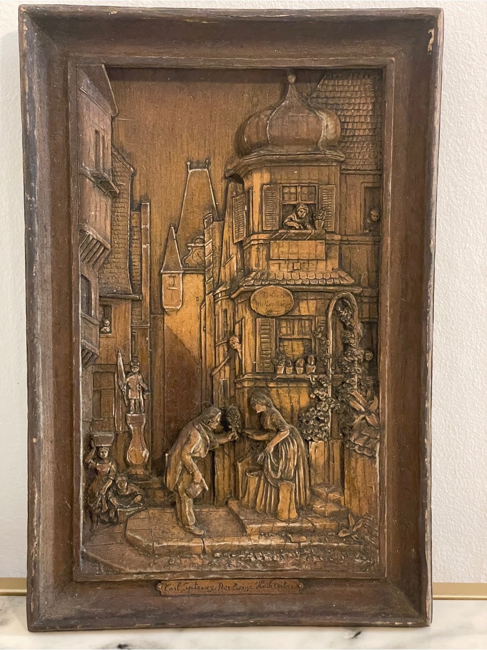 Antique Wood Carving Carl Spitzweg Der Ewig Hochzeitez The Eternal Bridegroom
